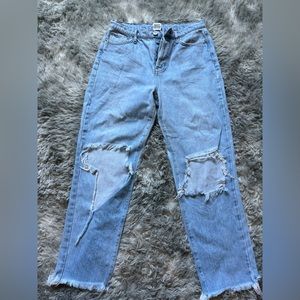 Urban outfitters slim straight light wash ripped jeans
